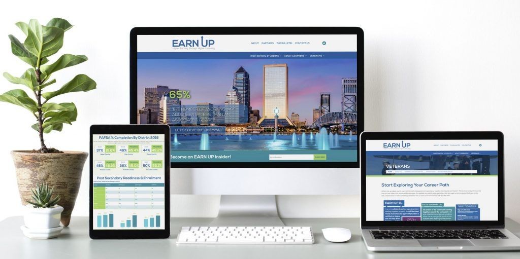 Earn Up's new website and branding.